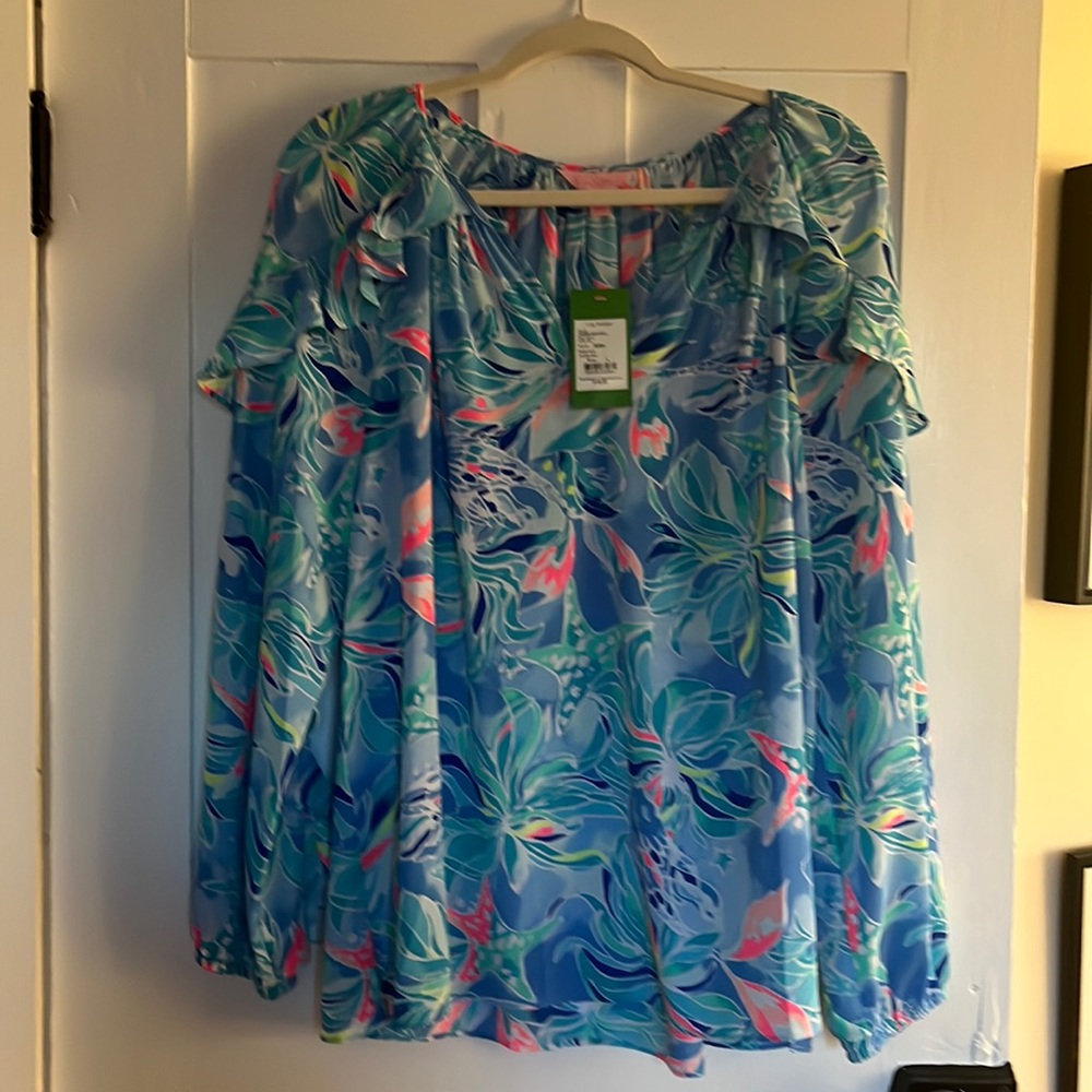 NWT Lilly Pulitzer Elora long-sleeved blouse size Large